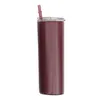 Skinny Tumbler med lock Straw 20oz Rostfritt stål koppar Vin Tumblers Muggar Dubbelvägg Vakuum Isolerad kopp Vattenflaska LXL559-2-ZWL