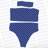 Bikini da donna con stampa di lettere complete Set da 3 pezzi con fascia Costumi da bagno da donna sexy Elasticità Costumi da bagno da spiaggia da donna estivi