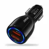 6A QC3.0 Snabb snabbavgift Dual USB Ports Car Charger Power Adapters för iPhone 15 11 12 13 14 Samsung Huawei Android Phone PC Mp3 med låda