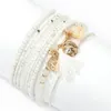 Link, Chain 9pcs / Conjunto de moda feitos artesanais mulheres frisadas borla pingente natural cristal pedra multi-camada pulseira pulseira pulseira