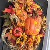 カボチャの前のドアのためのハロウィーンの秋のカボチャの花輪のためのカボチャの秋のカップルのヒマワリの秋の収穫休日の家の装飾