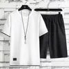 Summer Linen Men Set Chinese Style Thin Breathable Sportswear Short Sleeved Tshirt Casual Tracksuit Men Slim Jogger Sweat Suits 210806