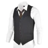 VOBOOM Gilet da Uomo in Tweed di Lana Gilet Aderente Monopetto a Spina di Pesce 007 210923