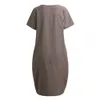 Освобождение O-образным вырезом с коротким рукавом женское летнее платье цельные карманы свободное повседневное платье MIDI женское 4xL 5XL плюс размер Vestido 210409