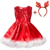 Tjejklänningar Baby Julklänning för tjejer Röd Xmas Party Princess Kostym Santa Claus Kids Happy Year Kläder Presenter 2 3 4 5 6 år