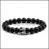 Beaded, Strands Armbanden Sieraden Trendy Natuursteen Armband Charm Black Crown Men Lava Kralen BraceletsBangles voor Dames Yoga Elastic Dr.