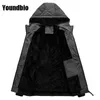 Men Winter Casual Warm Stand Collar Jacket Parkas Coat Pure Color Fall Hat Windproof 211214