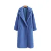 Outono Inverno Mulheres Royal Blue Teddy Casaco Elegante Feminino Grosso Quente Casa Casa Casual Meninas Casuais Streetwear 220107