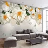 Пользовательские 3d росписи обои современные простые желтые цветки живопись маслом фреска гостиная телевизор диван спальня стены бумаги 3d домашний декор
