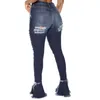 Красные синие высокие талии джинсовые брюки джинсы мода классические отверстие Bodycon Flare брюки для женщин Fall Streetwear 210525
