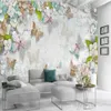 Personalizado floral papel de parede 3d borboleta flor pérola linda sala de estar quarto fundo parede decoração mural wallpapers wallpapers wallpapering