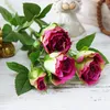 Köpfe Künstliche Blumen Lange Stange Hochzeit Dekoration Seide Rose Gefälschte Kunststoffzweige mit Blättern Home EL Dekor Dekorative Kränze