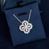 lyxiga smycken halsband Flower Pendants Diamond Sweater 925 Sterling Silver Rhodium Plated Designer Thin Chain Women Halsband Fas3225971