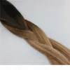 9A Grad Remy Clip in Omber Haarverlängerungen BALAYAGE Dunkelbraun Fading zu Asche blonde Farbe Highlights Nähen in Clip auf Erweiterungen 120g