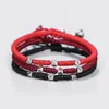 Woven Rope Silver Beads Couples Charm Bracelets Handmade Jewelry Black Red Kont Love Bracelet Bangles For Women Men Gift