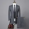2021 Jacka 3 Piece Set Dräkt Vestbyxor Mäns High End British Style Business Casual Male Long Blazers Coat Trousers Waistcoat X0909