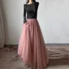 Plus size maxi long tulle saia mulheres cintura alta bola vestido saias verão cintura elástica adulto tutu saias jupe longupe femme 210619