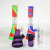 Filtração de silicone Beaker Bongs Hães Portáteis Tubo de água Óleo de Óleo de óleo com tigela de filtro para fumo Unbreakable Recipitadores Recipientes