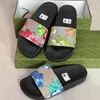 Mens Kvinnor Slides tofflor Flip Flops Printed Flower Tiger Wolf Sandals Designer Scuffs Striped Slipper Sommargummi Strandskor med Box No311