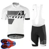 Mens Ciclismo Jersey Set 2021 Verão Scott Team Manga Curta Bicicleta Camisa Bib Shorts Suits Seco Rápido Respirar Rolamento Roupas XXS-6XL Y21041072