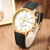 Decorazione falso cronografo quadrante orologio da uomo al quarzo elegante casual orologi da polso in pelle da uomo con data automatica orologio da polso maschile261F