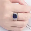 Choucong handgemaakte trouwringen eenvoudige mode-sieraden 925 sterling zilver stralende gesneden blauwe saffier edelstenen partij mannelijke verlovingsband rin voor mannen cadeau