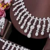 CWWZircons 4Pcs Super Shiny Luxury African Dubai CZ White Gold Color Women Big Wedding Jewelry Set for Brides Party Wear T528 H1022
