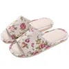 Summer Women Casual Floral Indoor Home House Slippers Plat Flower Soft Mules Flip Flops Linen Slide Platform Shoes