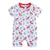 Summer Christmas Baby Rompers Cute Newborn Kids Girl Casual Short Sleeve Shorts Santa Claus trees snowman printed zipper Jumpsuits toddler clothing M3818