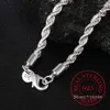 ¡¡Ancho!! Real 100% Plata de Ley 925 hombres cuerda cadena moda Unisex fiesta boda regalo collar joyería/cadenas dz