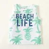 Summer 3-piece Toddler Boy Vacation Letter Coconut Tree Print Vests for 3-6Y Sleeveless Cotton T-Shirt Clothes 210528