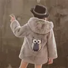 3-16Y of Teens Girls' Woolen Jacket Coat Autumn Kids Children's Hooded Fake Fur Winter Wool Cotton Blends Outwear 211011