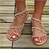 Anance 2021 Explosion Models Simple And Fashionable Roman Pearl Sandals European American Handmade Beaded Flat Women