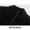 Frauen Mode Zweireiher Tweed Cropped Blazer Mantel Langarm Taschen Weibliche Oberbekleidung Chic Tops 210420