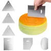 Ferramentas de pastelaria de cozimento 6 Formas de aço inoxidável raspador de bolo retangular trapézio trapezoide oval aparelho