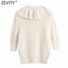 Women Sweet Black Bow Tied Ruffles Knitting Sweater Female Chic Pearl Beading Puff Sleeve Pullovers Hollow Tops S671 210416