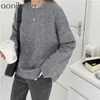 Autunno Inverno Donna Maglione lavorato a maglia 2 colletti Oversize Wild Warm femminile stile coreano Pullover Top Outwear 210604