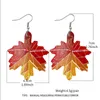 Fall Faux Läder Teardrop Dangle Örhängen Plaid Pumpkin Solros Maple Leaves Höst Örhängen Smycken Thanksgiving för kvinnor semester tillbehör