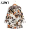 Dames Winter Warm Floral Hooded Jacket Bloem Print Hoody Vintage Oversized Jassen Gewatteerde Parkas 211018