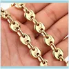 Necklaces & Pendants Jewelrysize Fashion Jewelry 316L Stainless Steel Gold "S" Shape Coffee Beans Chain Men Women Necklace Or Bracelet 7-40"