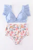 Girlymax meninas meninas crianças roupas mamãe me flor floral swimsuit bikini boutique 2 peças crianças roupas family olhar 210724