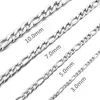 3mm5mm7mm10mm Stainless Steel Flat Figaro Curb Cuban Chain Link for Men Women Necklace 1830 inch Length with Velvet Bag9563043