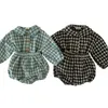 Girl Baby Clothing Plaid Full Sleeve Shirt and Bloomer 2 Pcs Autumn Boys Clothes Fashion Toddler Girls Set 210417