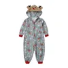 Çocuklar Çocuk Geyik Kapşonlu Romper Tulum Aile Pijama Pijama Noel Eşleştirme Kıyafet Yenidoğan Pamuk Homewear Giyim H1014