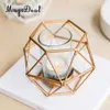 Magideal 8st Geometrisk Design Iron Wire Hexagon Tealight Candle Holder Ljushållare Wedding Holidays Juldekorationer SH190924