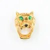 Trendy Hollow Leopard Animal Finger Ring Green Eyes Hollow Panther Heads Rings For Men Women Party Jewelry