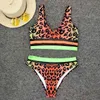 Seksowny Lampart Drukowane Bikini Stroje Kąpielowe Kobiety Push Up Swimsuit Mesh Set wysoki talia kostium kąpielowy beachwear pływanie 210521