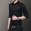 Autumn New Work Men's Shirt Casual Long Sleeve Shirts Fashion Solid Color Slim Fit White Black Man Dress Shirts 5xl 6xl 7xl 210412