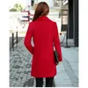 Kvinnor Woolen Coat Red Gul Svart M-4XL Plus Storlek Jacka Höst Vinter Koreansk Långärmad Fritid Mode Ull LR508 210531