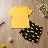 Children de verão conjuntos casual manga curta impressão carta t-shirt bastão homem shorts 2 pcs meninos roupas 1-5T 210629